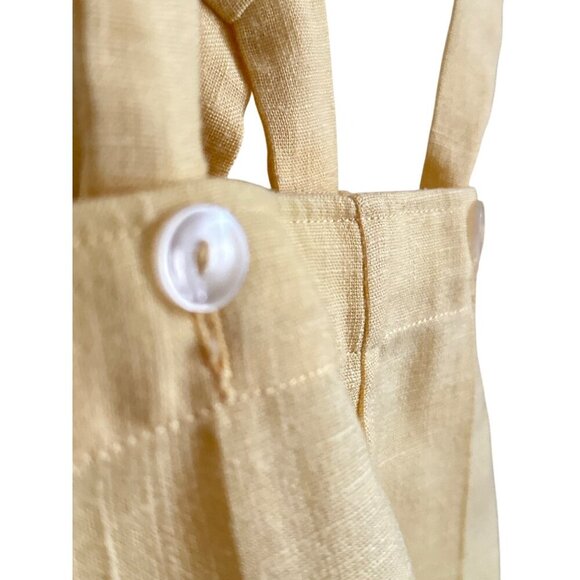 Vintage Yellow Linen? Suspender Shorts For Kids With Cross-Back Straps & Button - Picture 2 of 8
